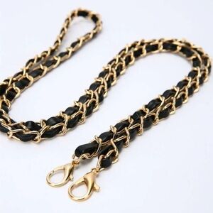 Gold and Black Bag with Woven Chain